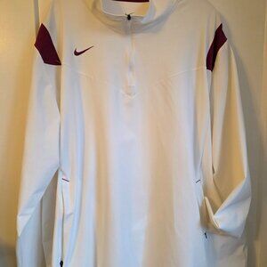 NIKE  White maroon trim 1/4 zip lightweight jacket 3XL